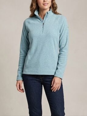 Eddie Bauer Women's Soft Blue Quarter-Zip Pullover Fleece Sweater Size S Pastel